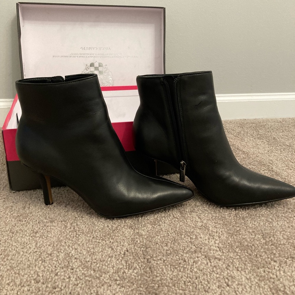 Black Pointed Toe Heeled Booties